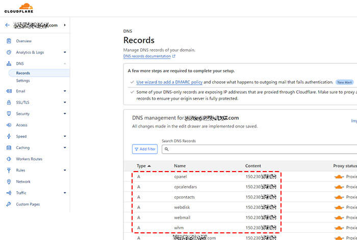CloudflareのDNS Recordsの画面にAレコードを追加